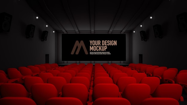 Premium Psd Movie Screen Mockup Inside A Movie Theater