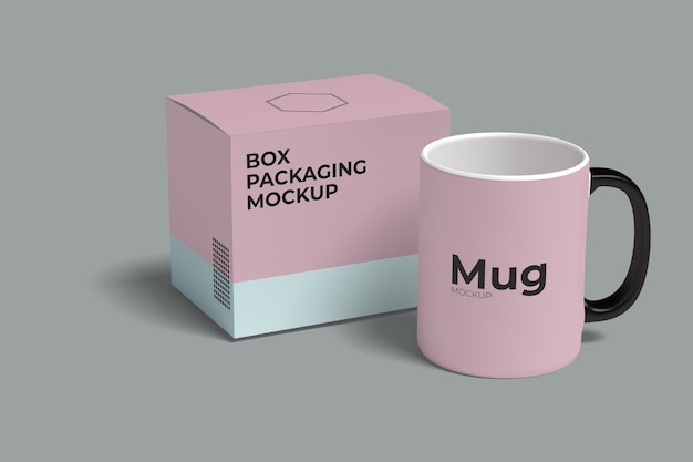 Download Premium PSD | Mug mockup with box packaging
