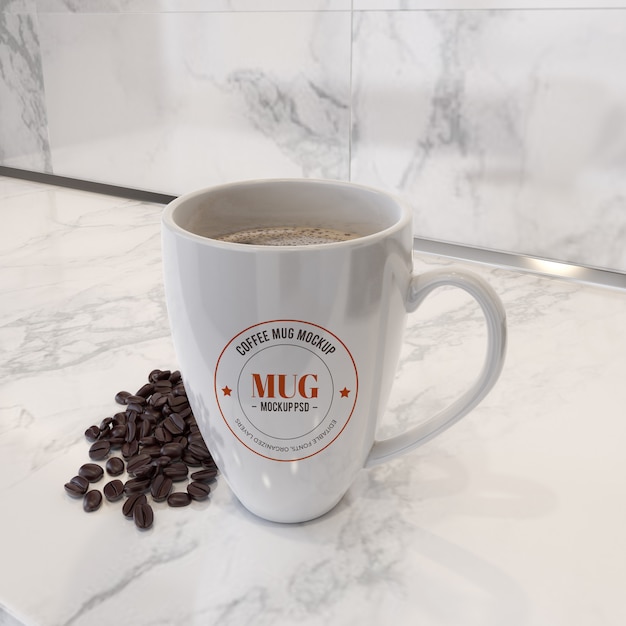 Download Mug mockup with coffee beans | Premium PSD File