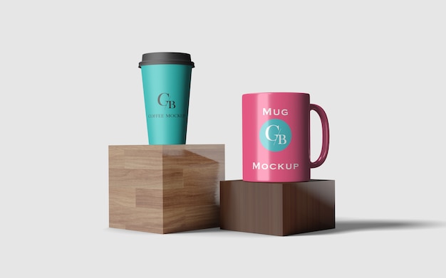 Download Mug And Paper Coffee Cup Mockup Premium Psd File PSD Mockup Templates