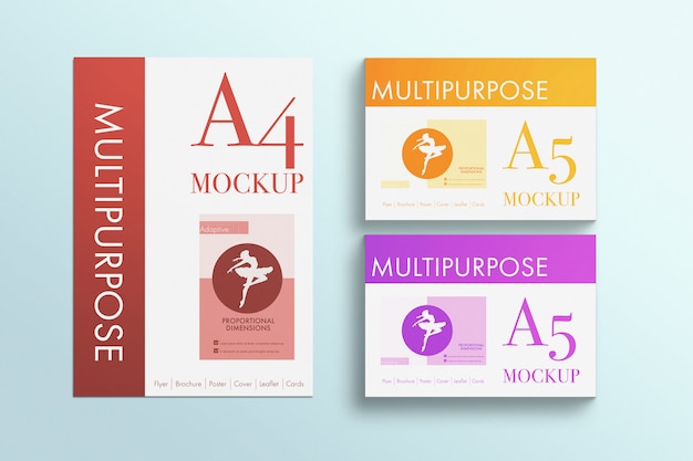 Download Free Psd Multipurpose A4 Papers Mockup