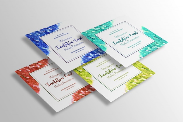 Multipurpose square invitation card mock-up presentation | Free PSD File
