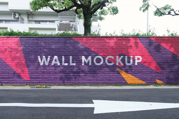 Premium PSD | Mural wall street mockup
