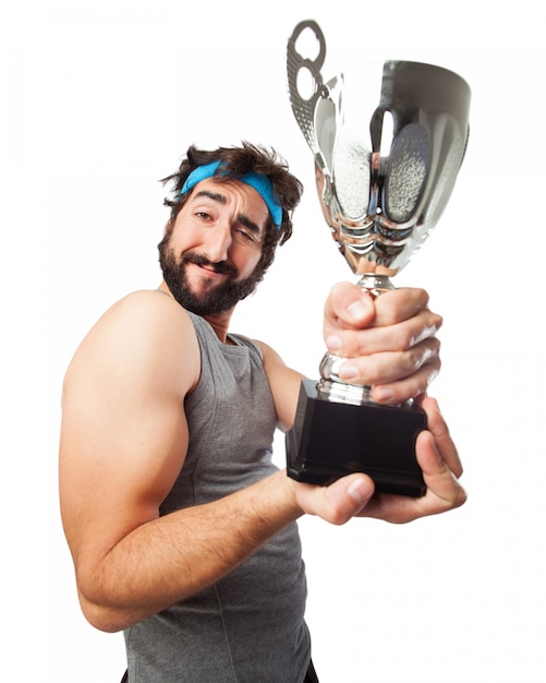 Free PSD | Muscular man with a trophy