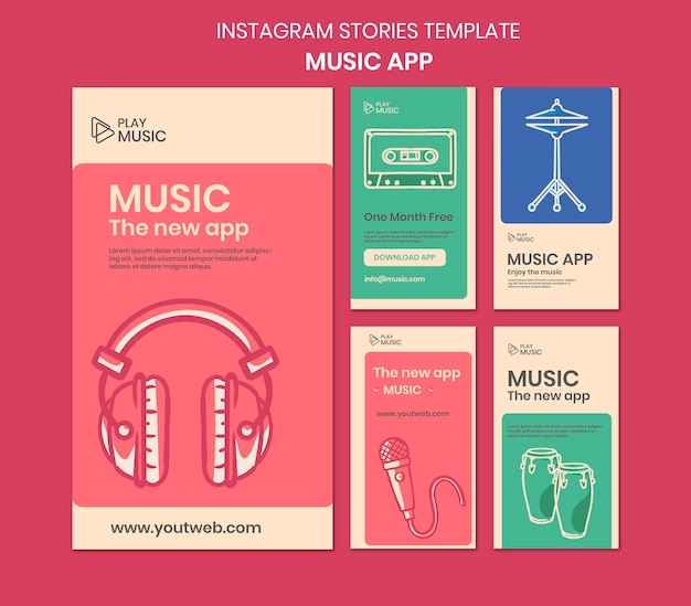 Premium PSD Music app instagram stories template