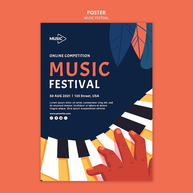 Free PSD | Music festival online competition poster template