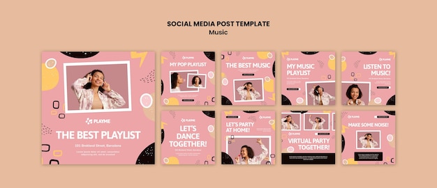  Music instagram post templates with photo