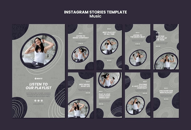 Music instagram stories template Free PSD File