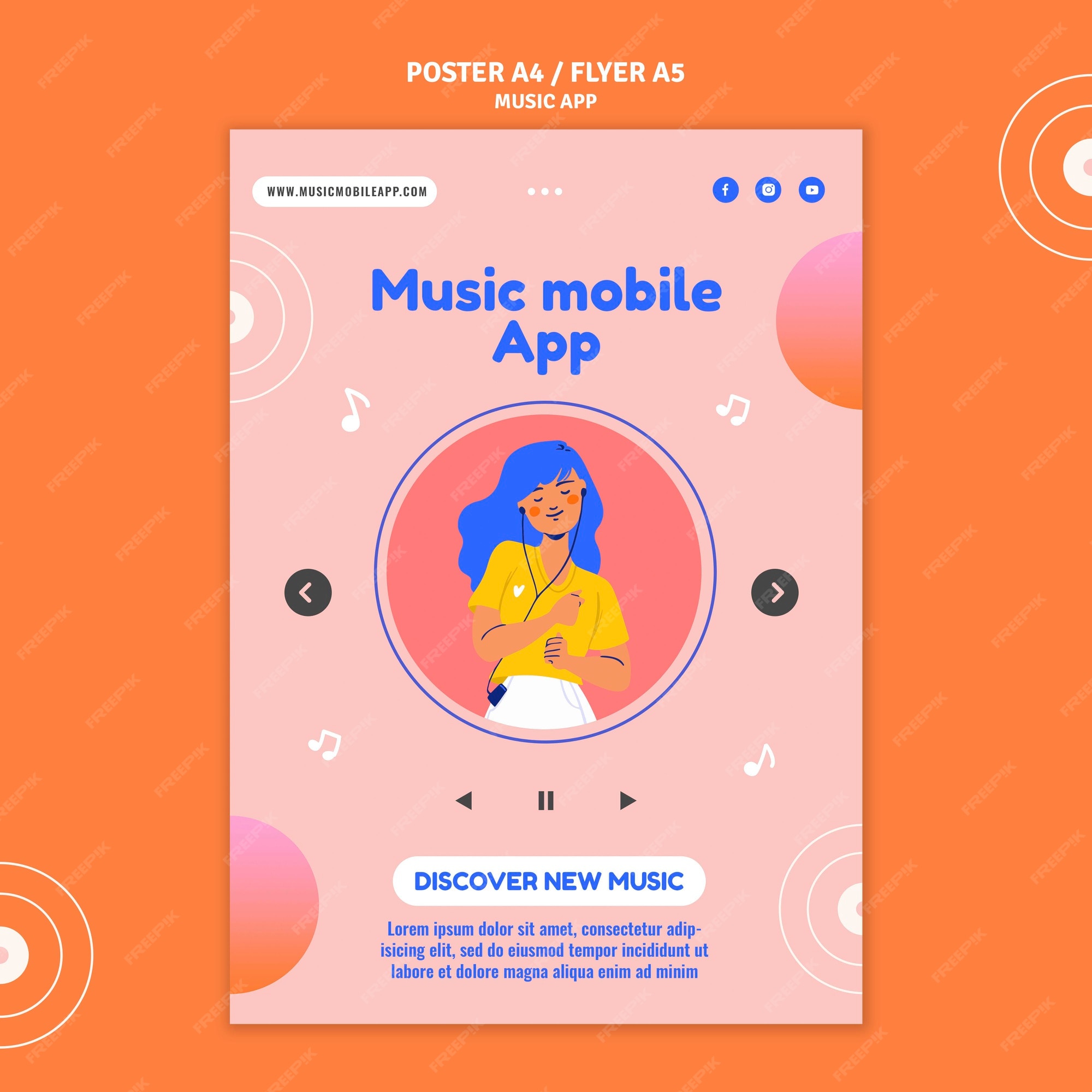 Free PSD | Music mobile app print template