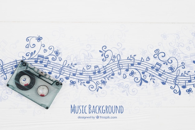 Free PSD | Musical notes background with tape