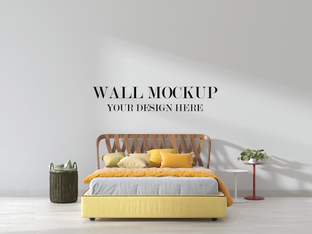 Download Premium Psd Mustard Yellow Accent Bedroom Wall Mockup