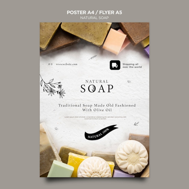 Free PSD Natural soap concept flyer template