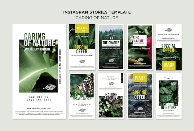Nature concept instagram stories template | Free PSD File