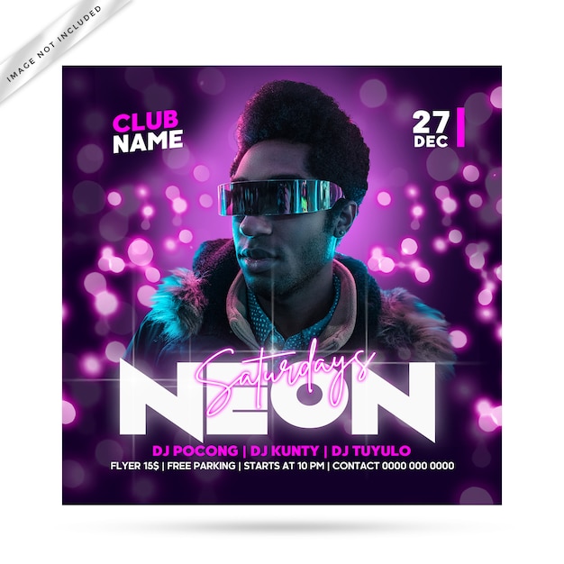 Neon flyer party Premium Psd