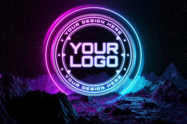 Download Premium PSD | Neon light logo mockup