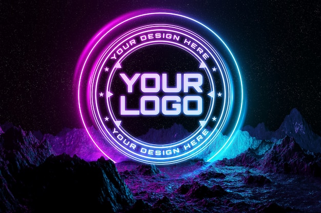 Premium PSD | Neon light logo mockup