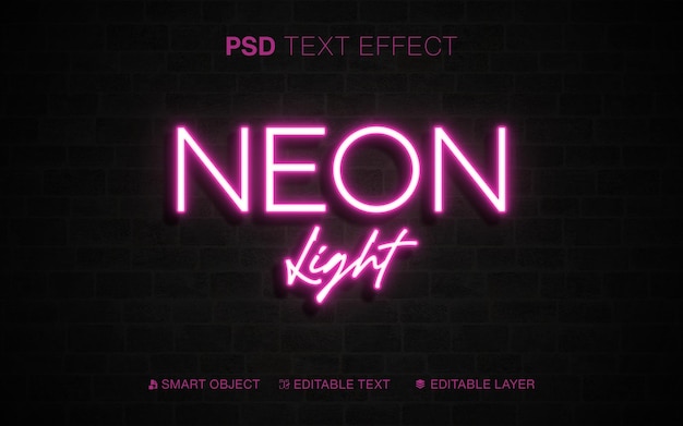 Premium PSD | Neon light pink text effect editable