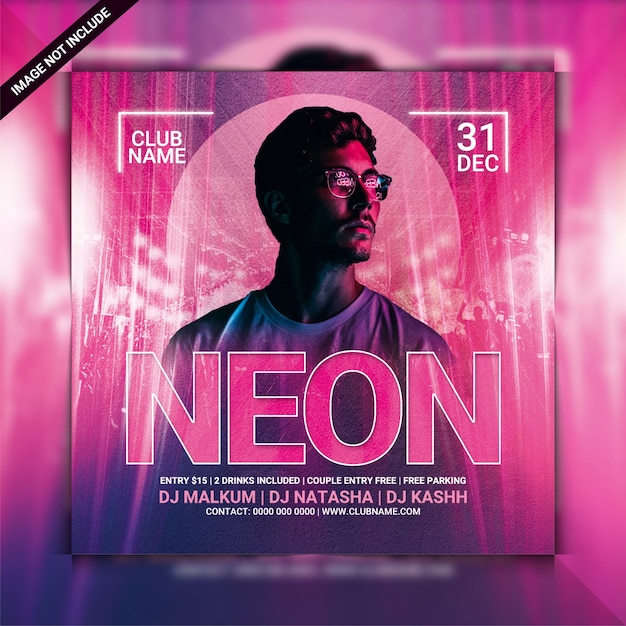  Neon night party flyer template