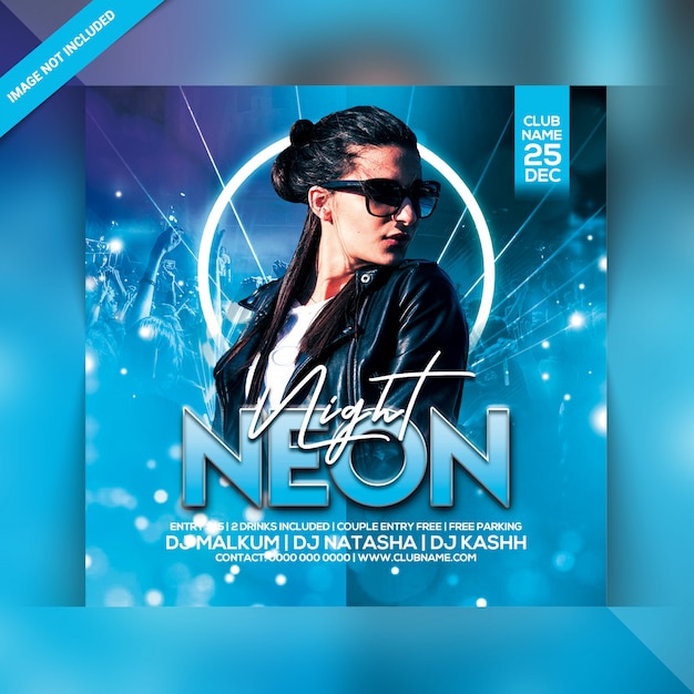 Neon night party flyer | Premium PSD File