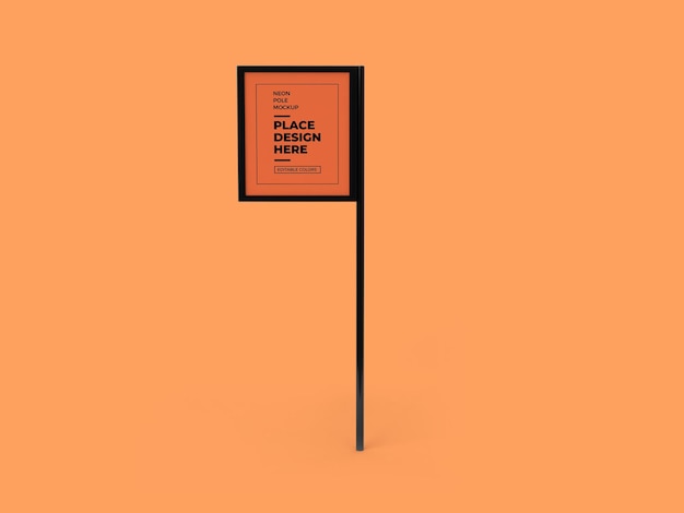 Premium PSD | Neon pole sign mockup design isolated