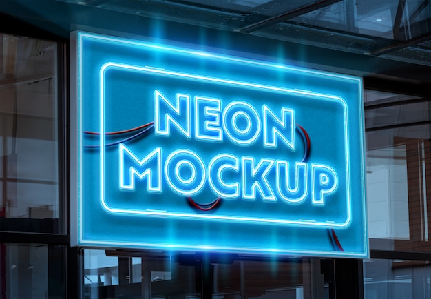 Download Neon on a shop signage mockup PSD file | Premium Download PSD Mockup Templates