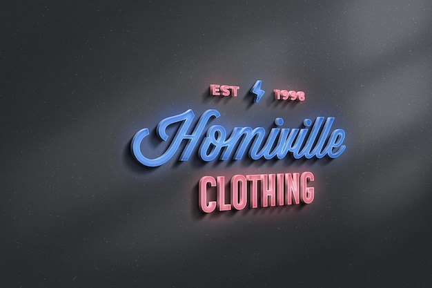 Download Premium PSD | Neon sign 3d logo mockup