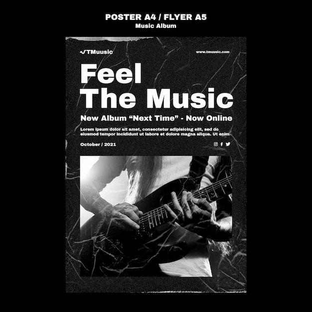 Free PSD New music album poster template