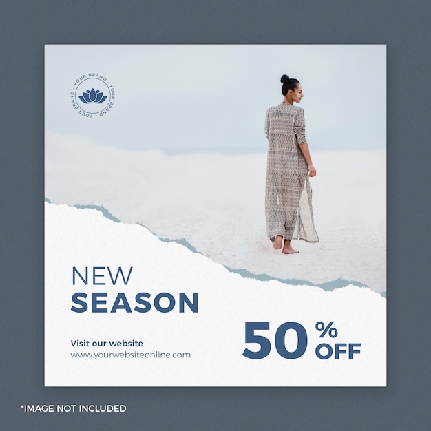 New season torn paper fashion instagram story ads Premium Psd