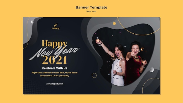 Download Free PSD | New year concept banner template