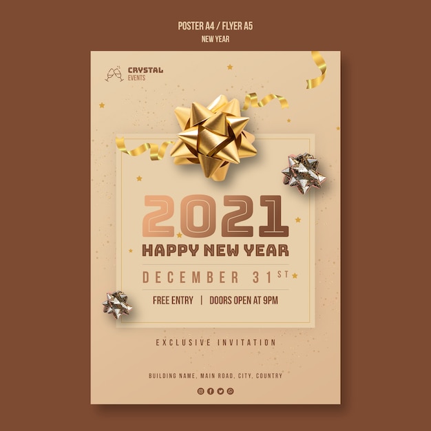 Download Free PSD | New year concept flyer template