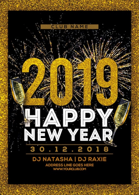 Download Premium PSD | New year flyer template