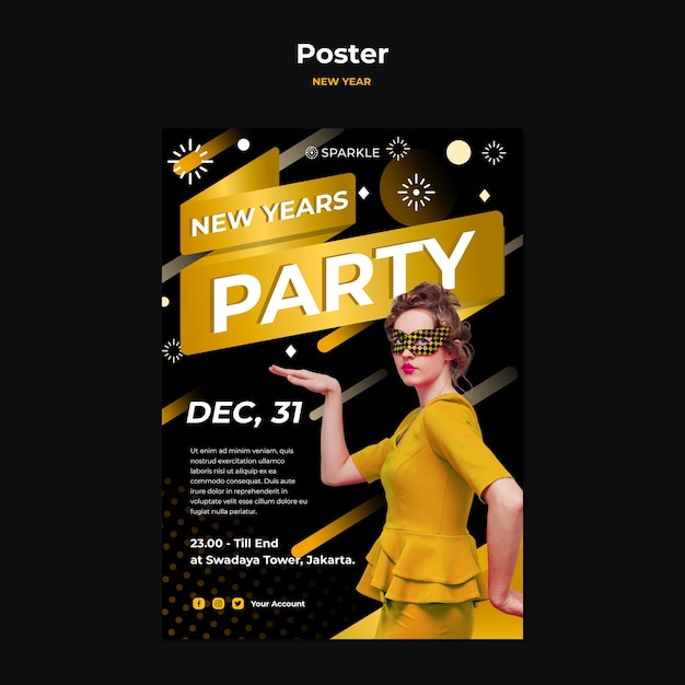 Download Free PSD | New year party template poster