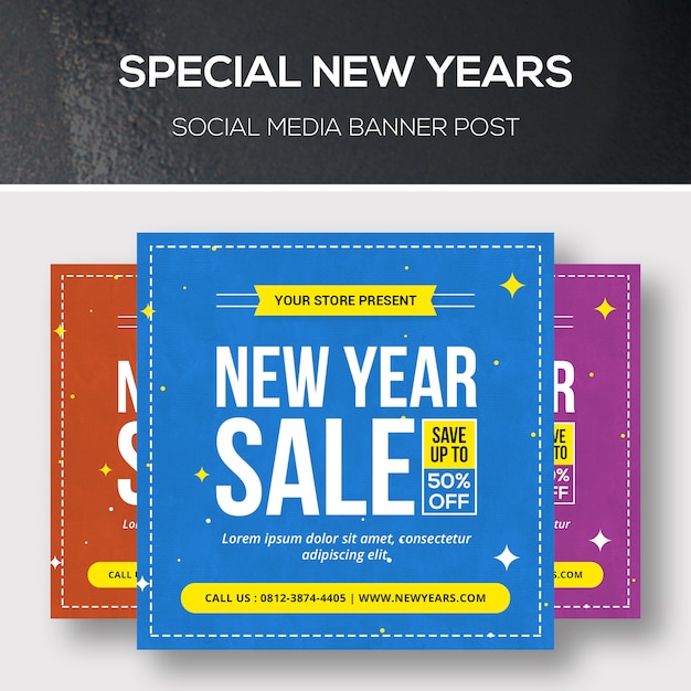 Premium Psd New Year Sale Banner Square Size For Instagram