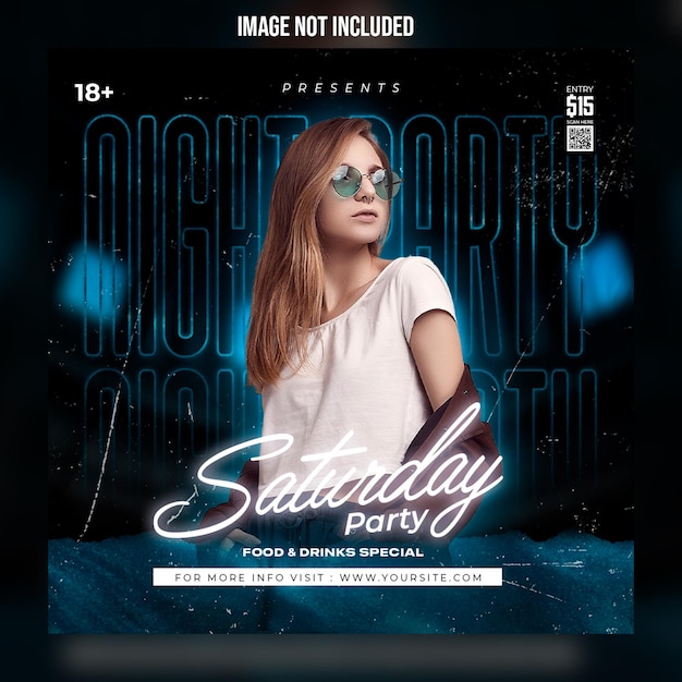 Premium PSD | Night dance party music night poster template