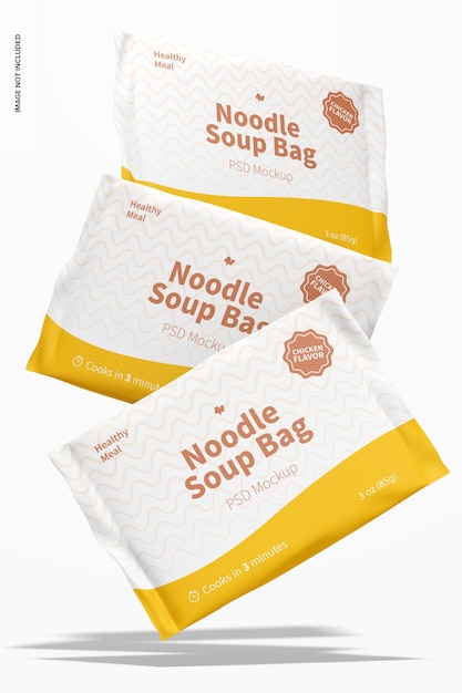 Download Premium Psd Noodle Soup Bags Mockup Falling