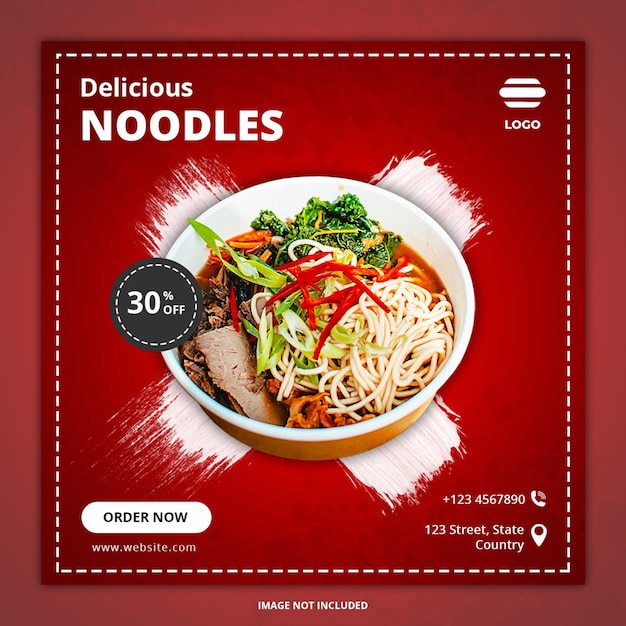 Noodles social media post banner Premium Psd