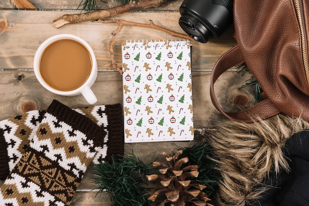 Download Free PSD | Notebook cover mockup with christmas concept