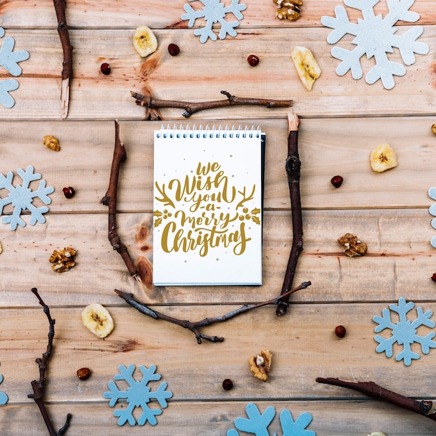 Download Notebook cover mockup with christmas concept PSD file | Free Download