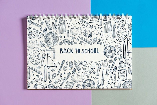 Notebook mockup with back to school concept Free Psd