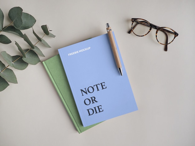 Download Notebook with pen mockup PSD file | Premium Download