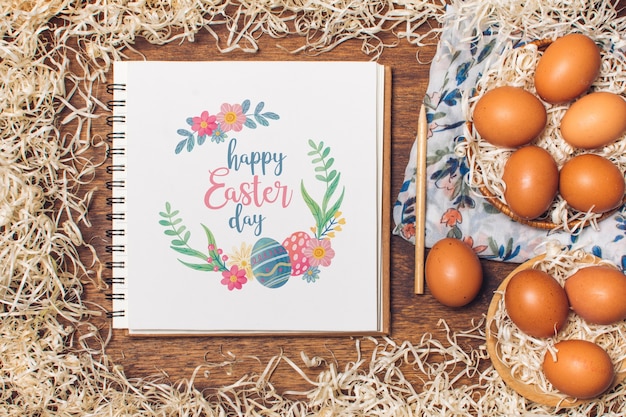 Download Free Psd Notepad Mockup With Easter Concept