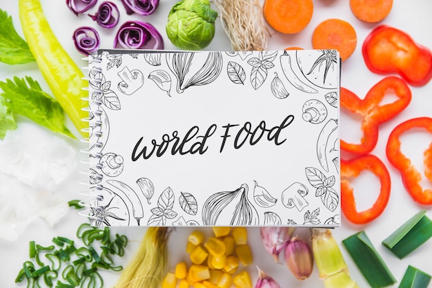 Download Notepad Mockup With Healthy Food Concept Psd Template Free Mockup For Packaging Yellowimages Mockups