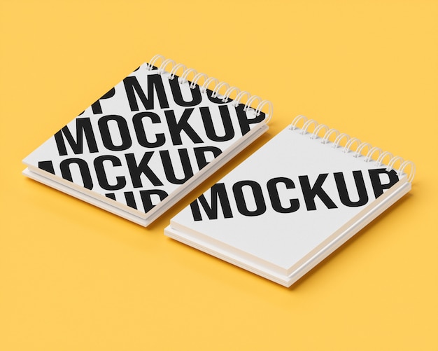 Download Notepad mockup on yellow | Premium PSD File