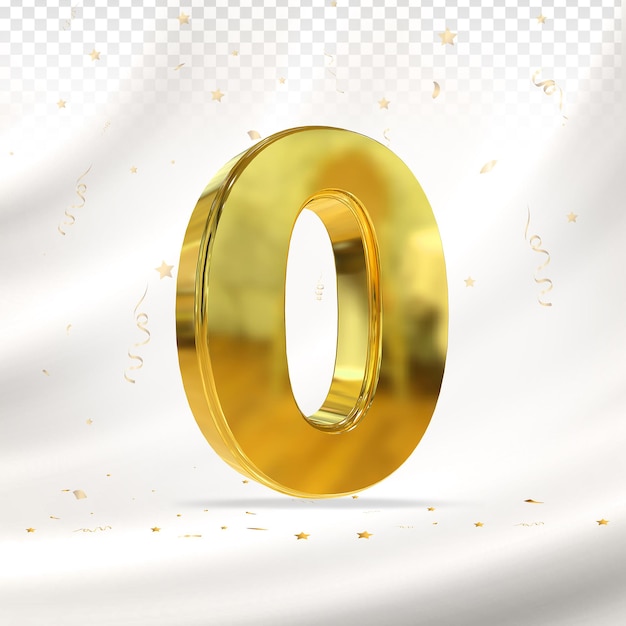 Premium PSD | Number 0 gold luxury 3d render