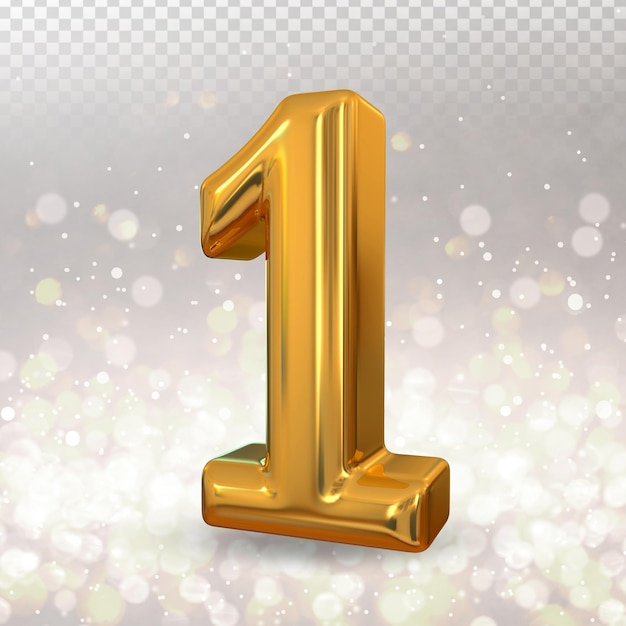 Premium PSD | Number 1 gold 3d render