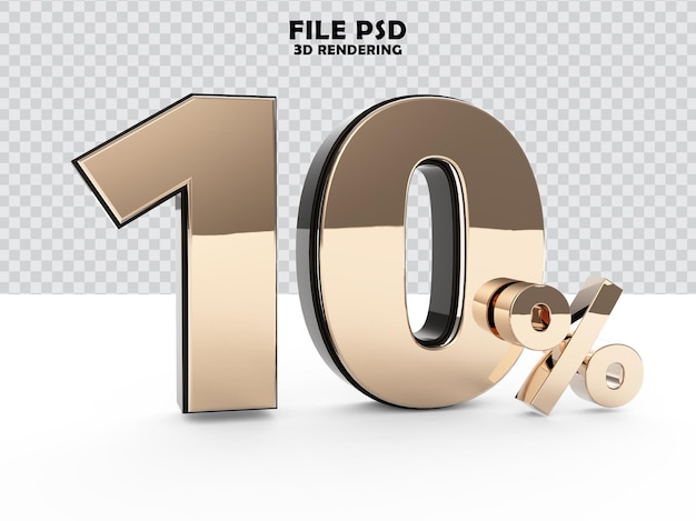 Premium PSD | Number 10 3d gold rendering