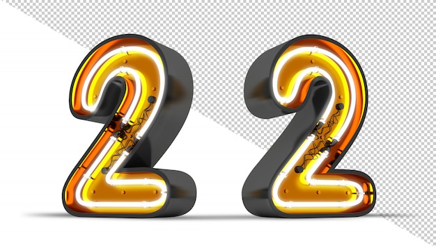 Premium PSD | Number 2 neon light