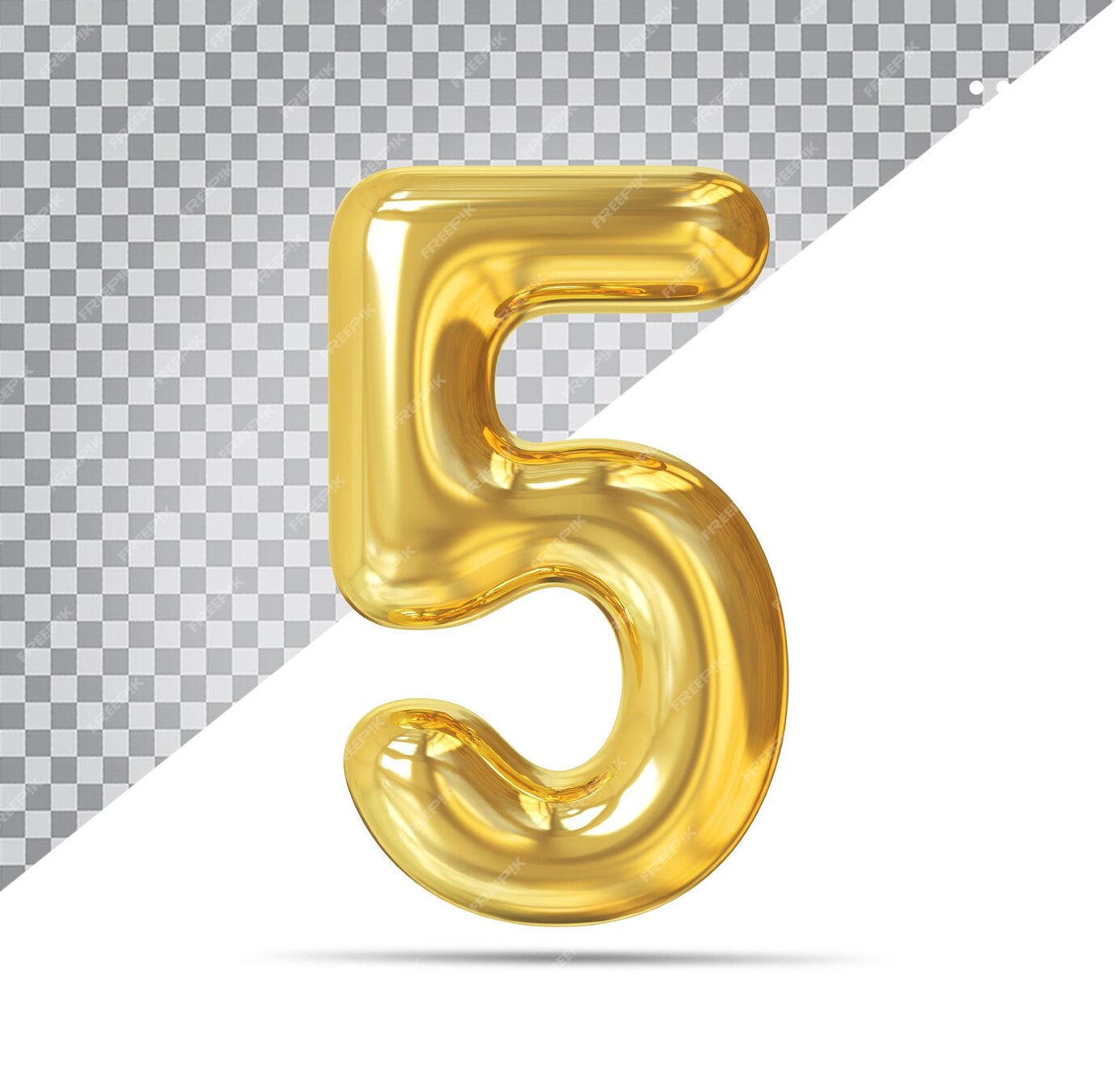 Premium PSD | Number 5 3d gold