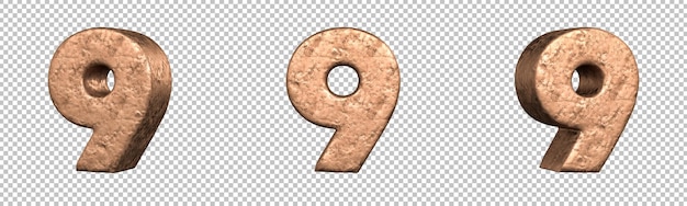 Premium PSD | Number 9 (nine) from copper numbers collection set ...