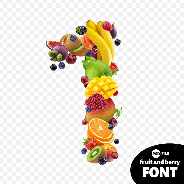 Premium PSD | Number one made with fruits